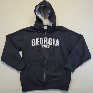 Georgia Bulldogs Sherpa Lined Zip Hoodie Men's M MV Sport Classic Fleece Black
